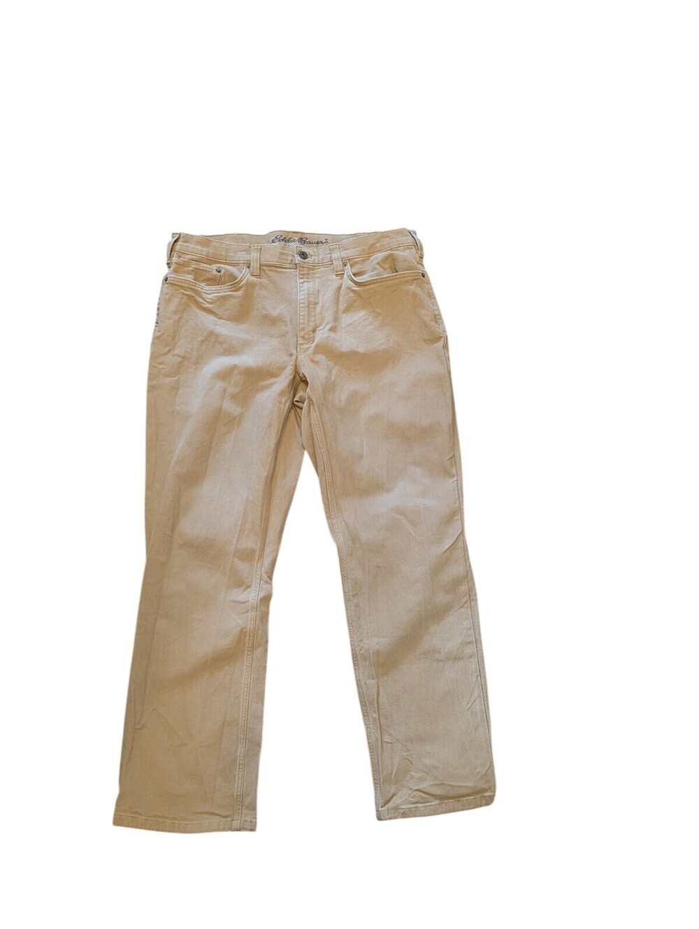 Eddie Bauer Men's 36x30 Straight Fit Specially Dyed Canvas Pants Tan Stretch